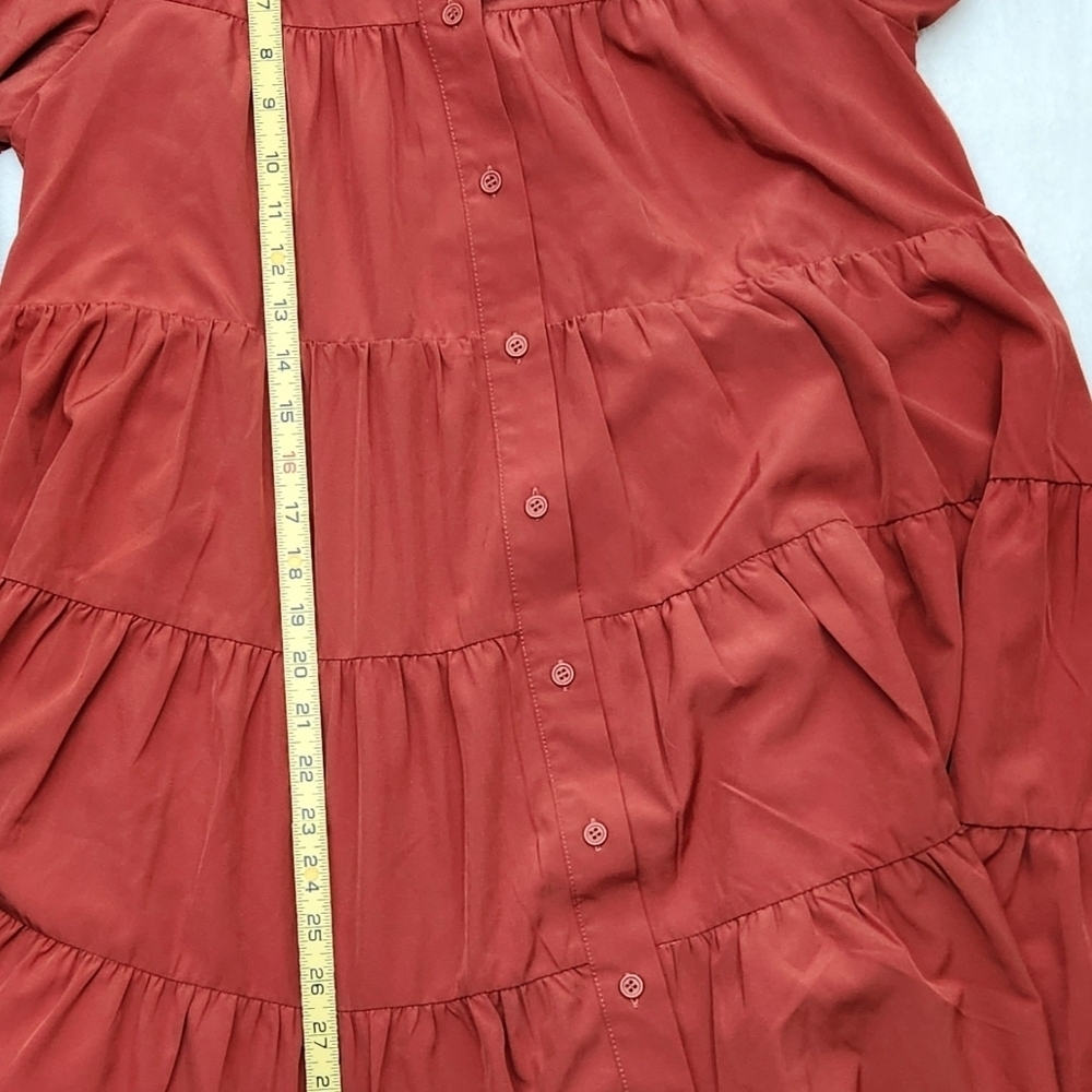 Entro Auburn Cottagecore Boho Puff Sleeve Botton Up Mini Dress Size M. - Picture 13 of 14